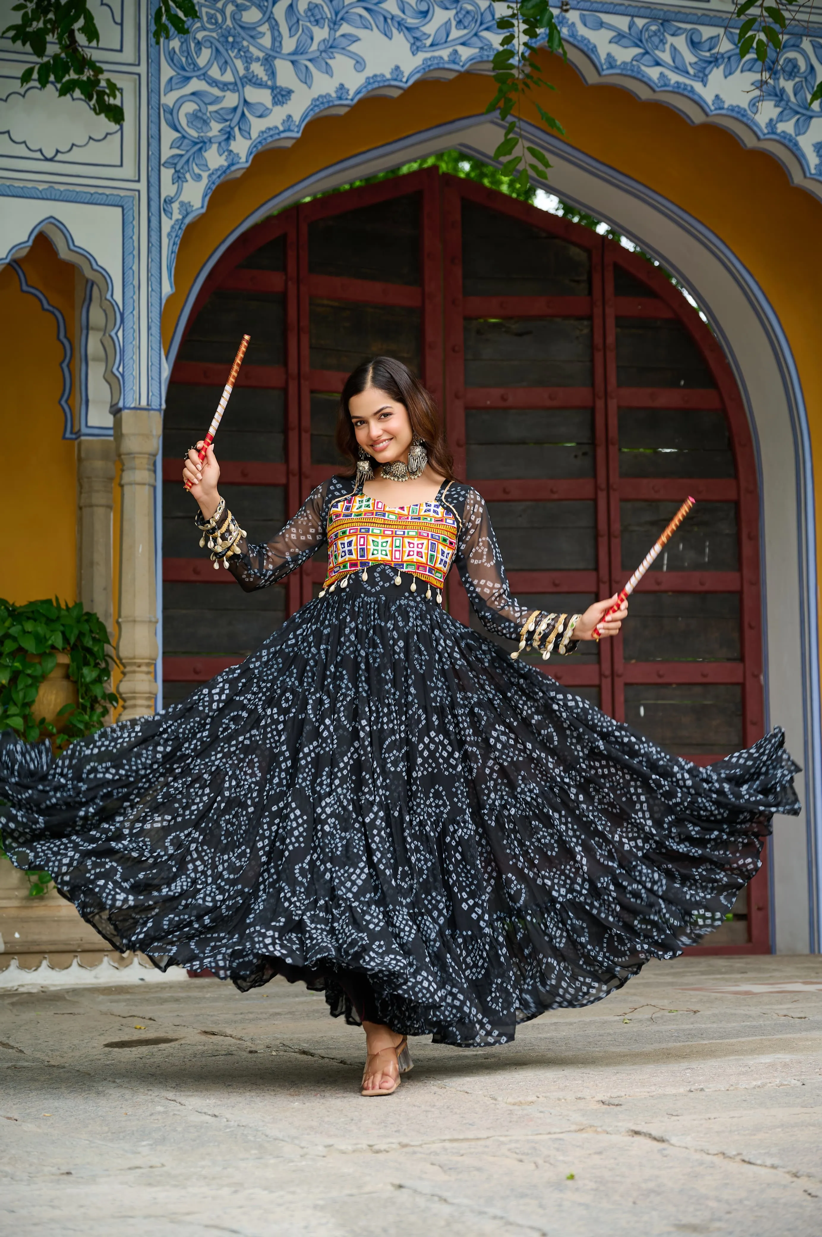 Bandhani Print Work Navratri outfits - Image 4 in Surat